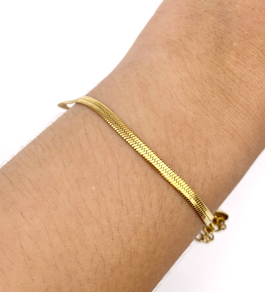 Brazalete cadena plana 18K