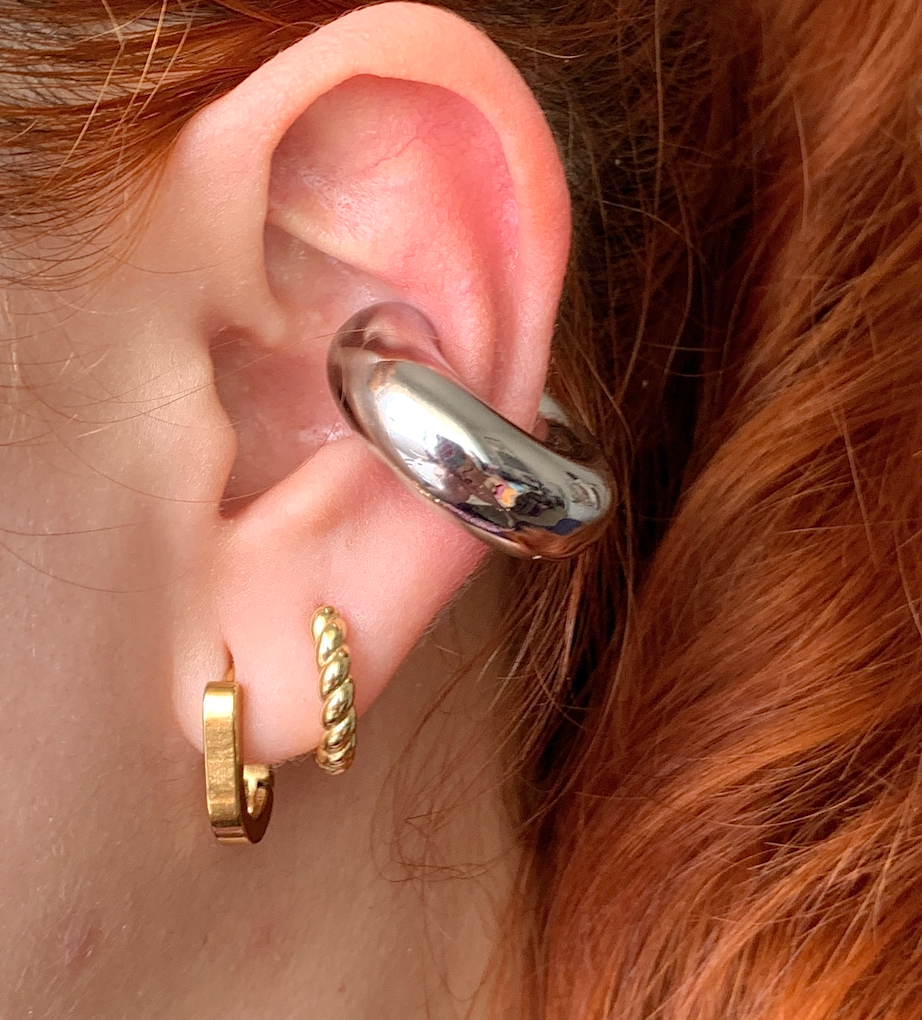 Ear Cuff Silver Chunky