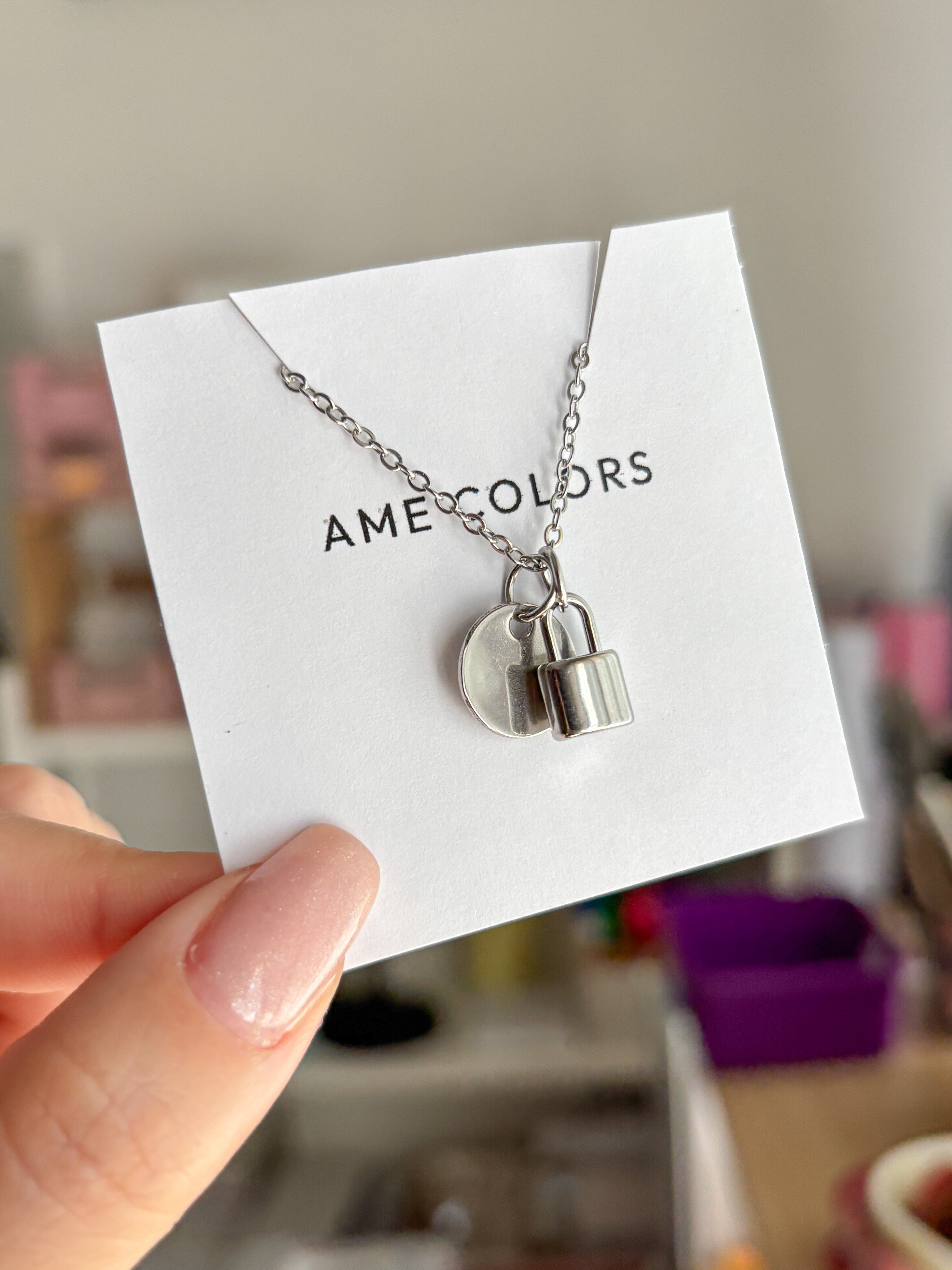 Collar Placa Silver con Dije