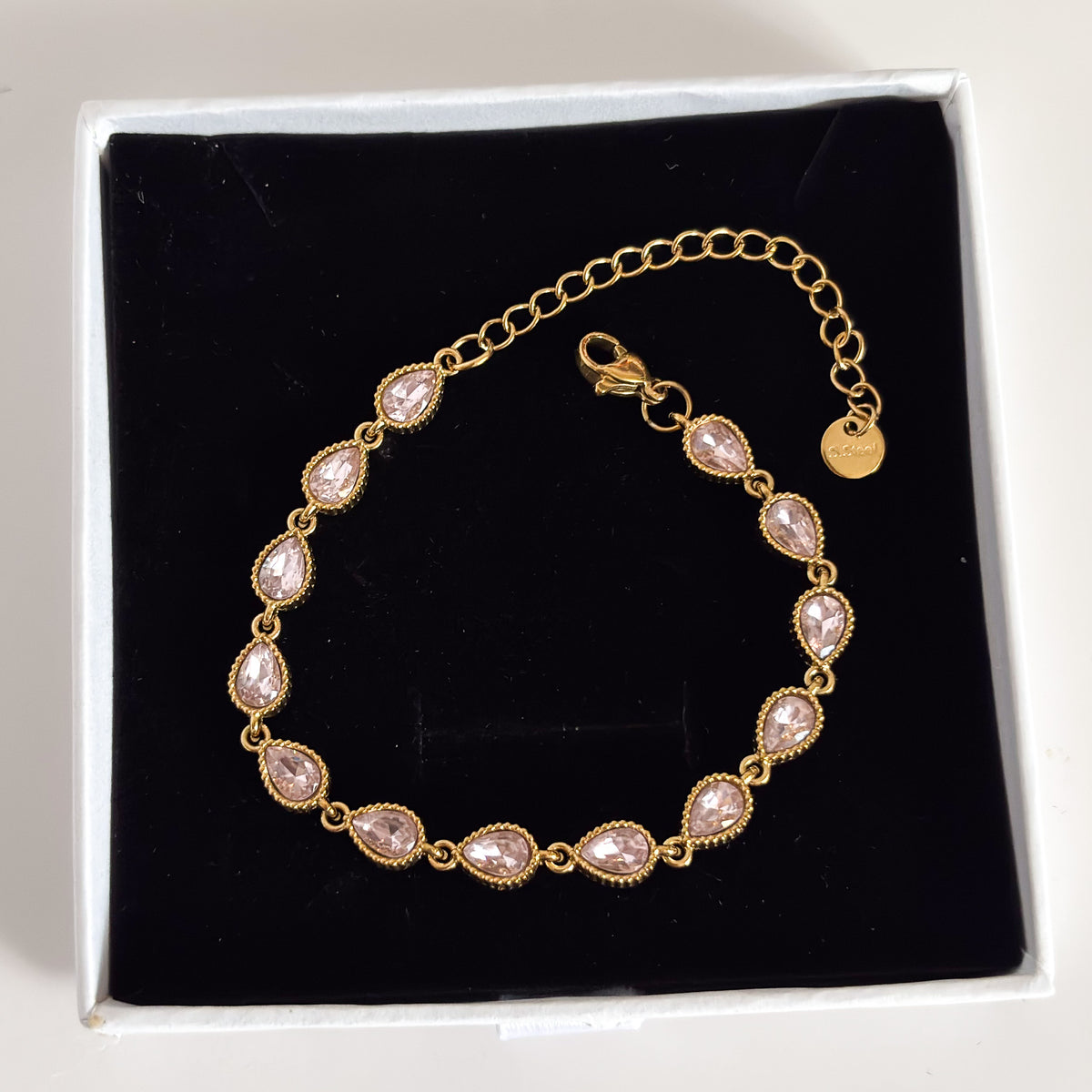 Pulsera Acero Tennis Gota Zirconia