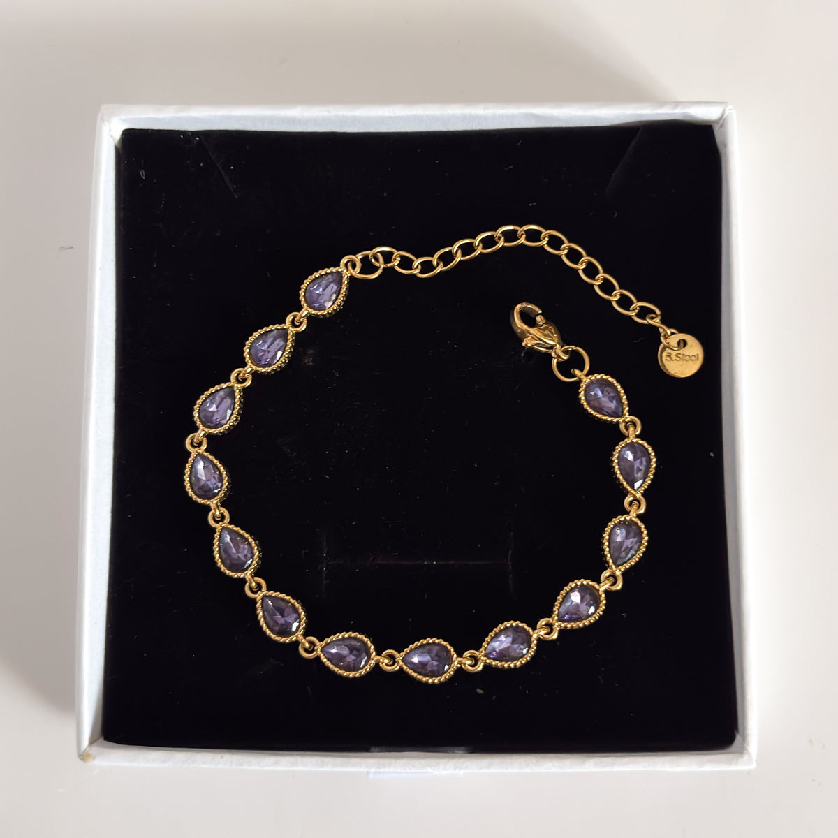 Pulsera Acero Tennis Gota Zirconia