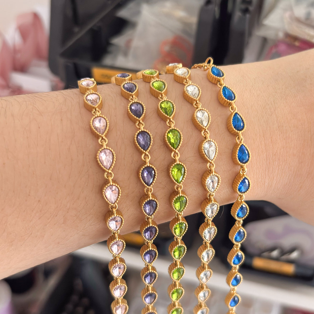 Pulsera Acero Tennis Gota Zirconia