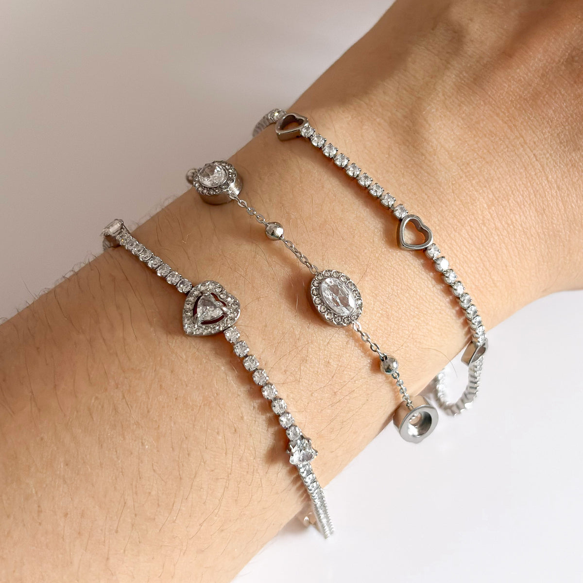 Pulseras Acero Zirconia Elegance