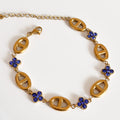 Pulsera Acero Trébol Zafiro & Eslabón Oval