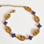 Pulsera Acero Trébol Zafiro & Eslabón Oval