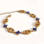 Pulsera Acero Trébol Zafiro & Eslabón Oval
