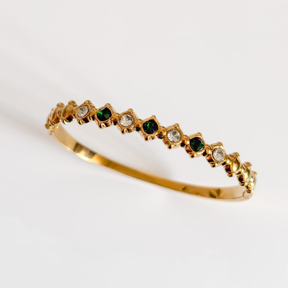 Pulsera Acero Esmeralda & Cristal