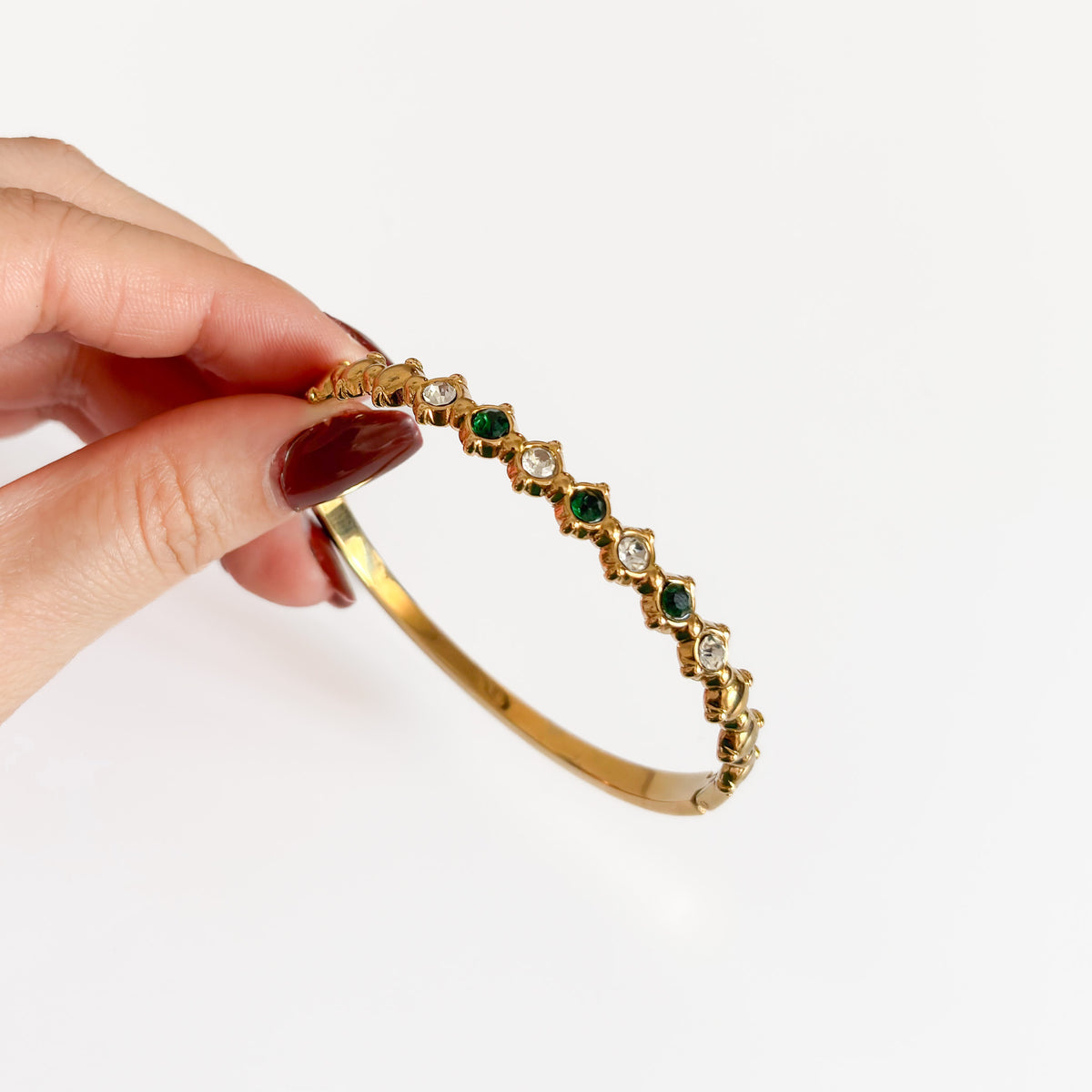 Pulsera Acero Esmeralda & Cristal