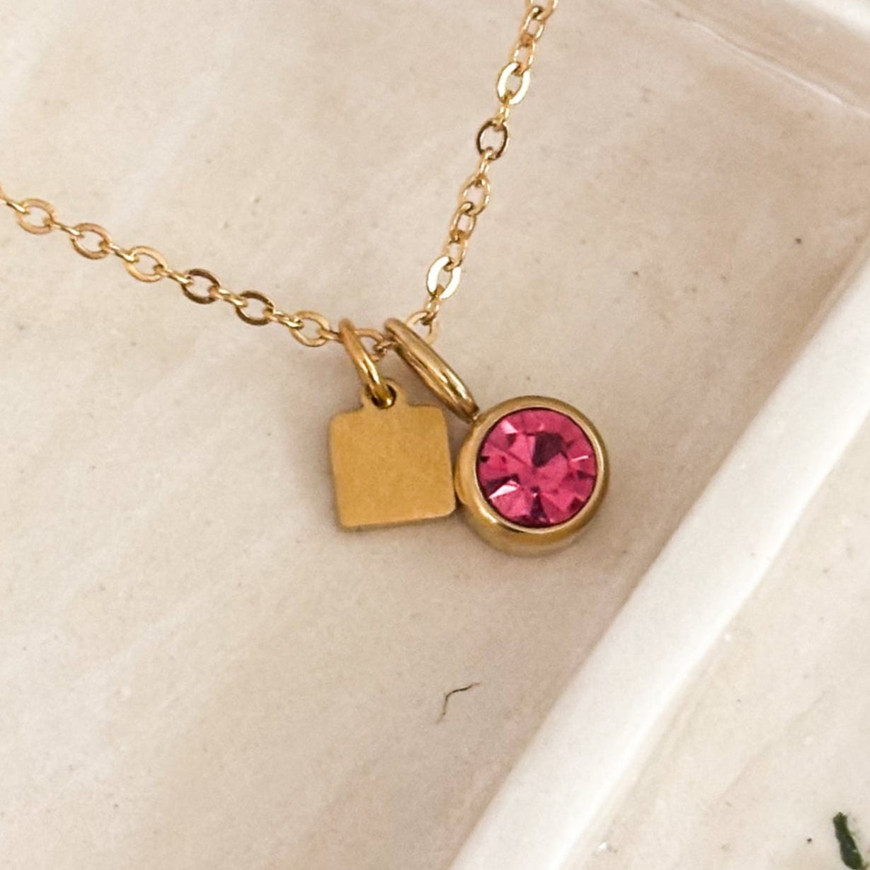 Collar Mini Placa con Birthstone