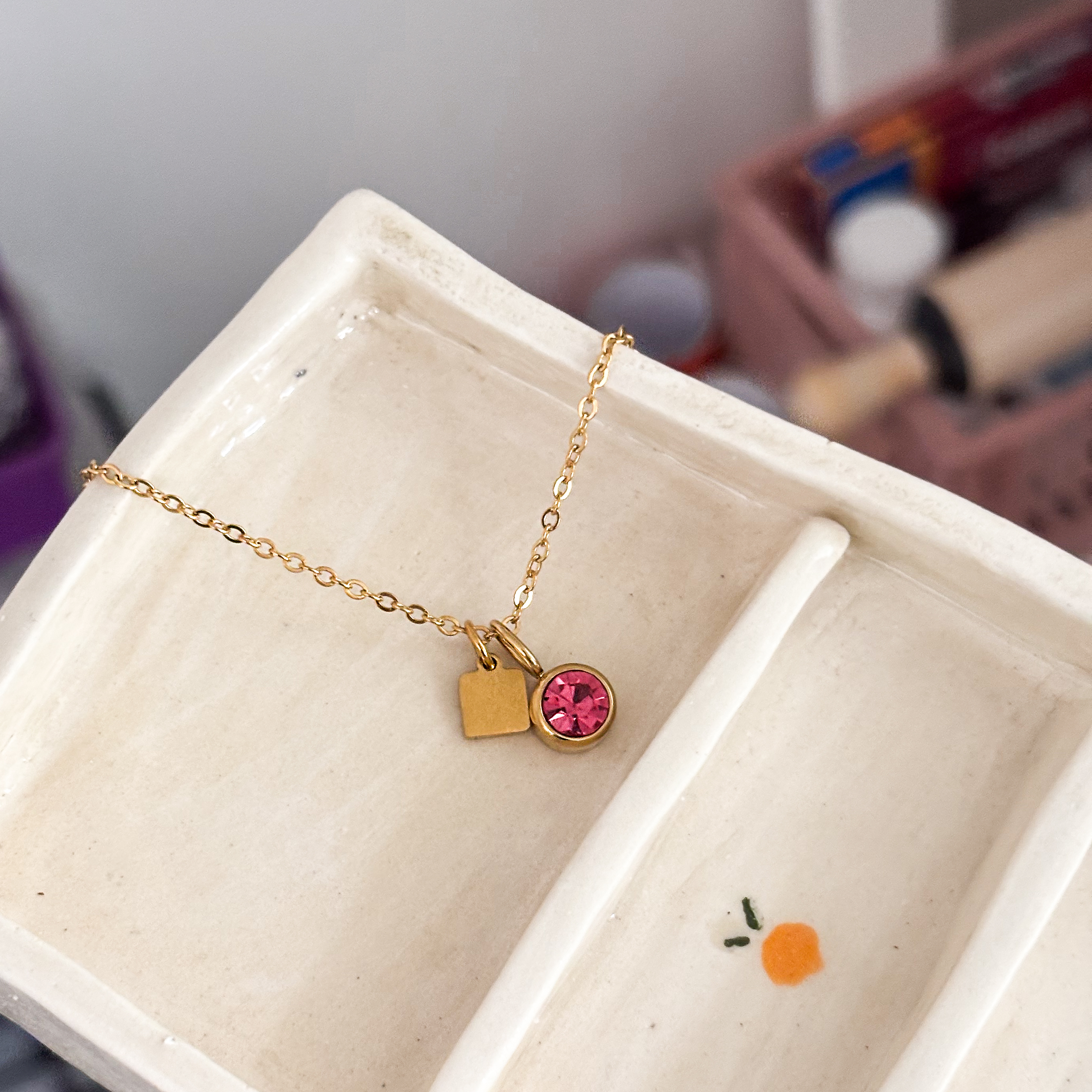 Collar Mini Placa con Birthstone