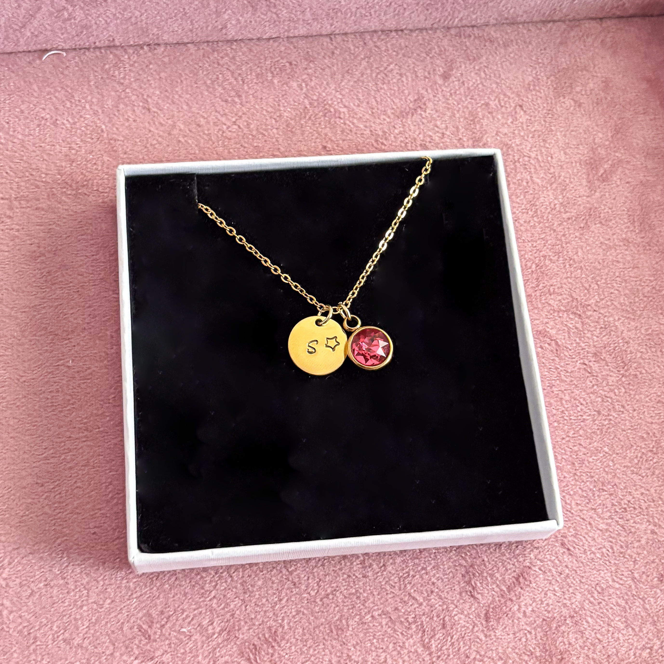 Collar Placa Dije Rosa